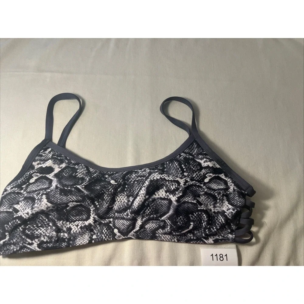 Kona‎ Sol Women's Med Bikini Top Bra - Gray White Pattern Padded